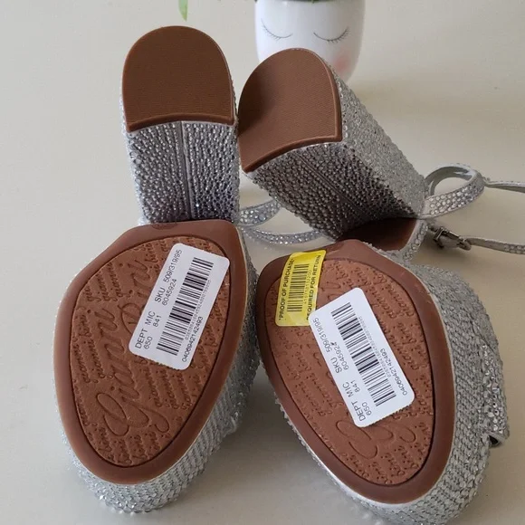 Gianni Bini Kemara Open Toe Embellished Glitter Platform Dress Sandals - Picture 4 of 5